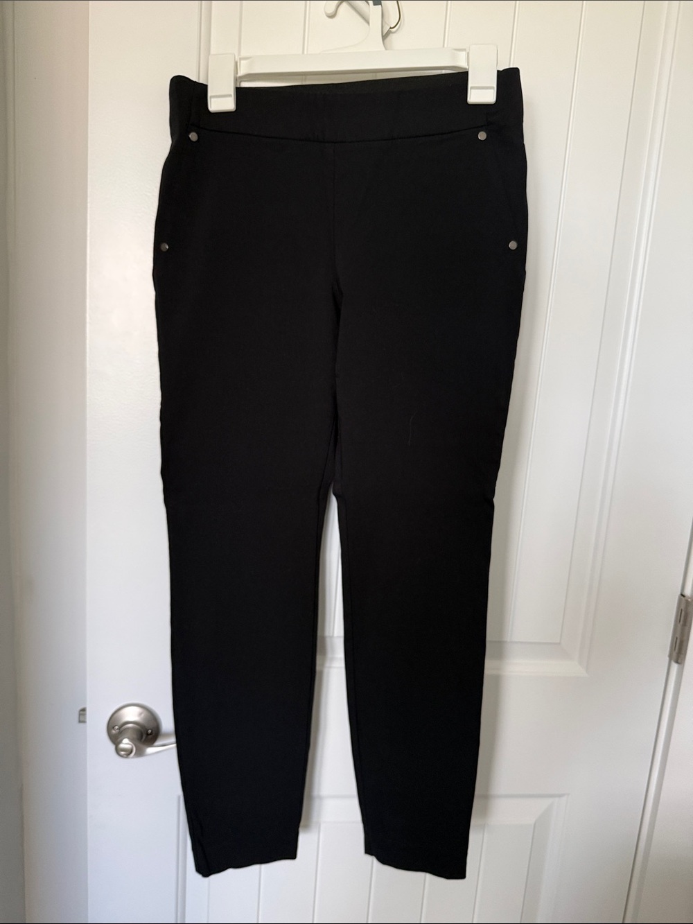 Maurices Black Editor Skinny Ankle Stretch Pants with Silver Rivet Detail